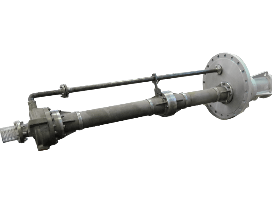 Ausschnitt einer vertikalen VS4, API 610 Prozesspumpe welche für Nassaufstellung oder Trockenaufstellung geeignet ist.