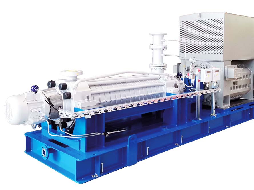 Darstellung einer mehrstufigen Hochdruckpumpe vom Apollotyp HP, welche für eine Kesselspeisung eingesetzt wird.