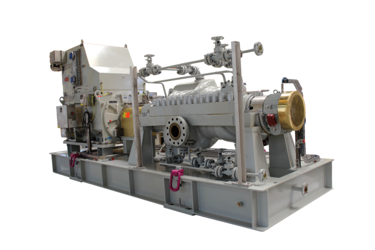 BB3 horizontale, axial geteilte Prozesspumpe Apollo AMG mit beidseitiger Lagerung nach API 610 Standard für eine Offshore Anwendung.