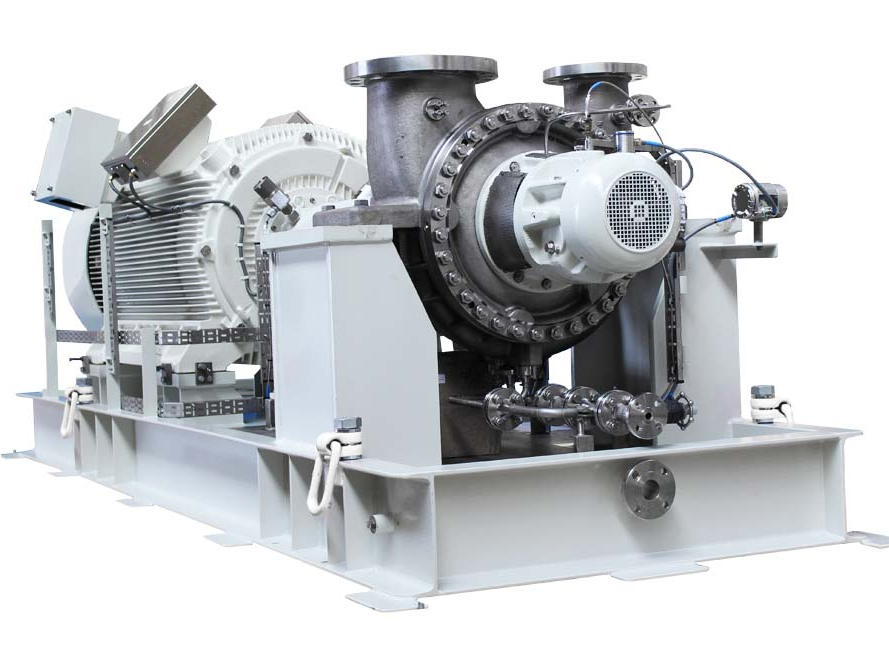 Bildausschnitt einer Apollo ZPR Prozesspumpe mit beidseitiger Lagerung gemäß API 610, Pumpentyp BB2 gefertigt für eine Offshore Anwendung..