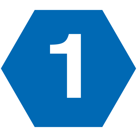 Icon als blaues Hexagon mit einer weißen 1 in der Mitte.