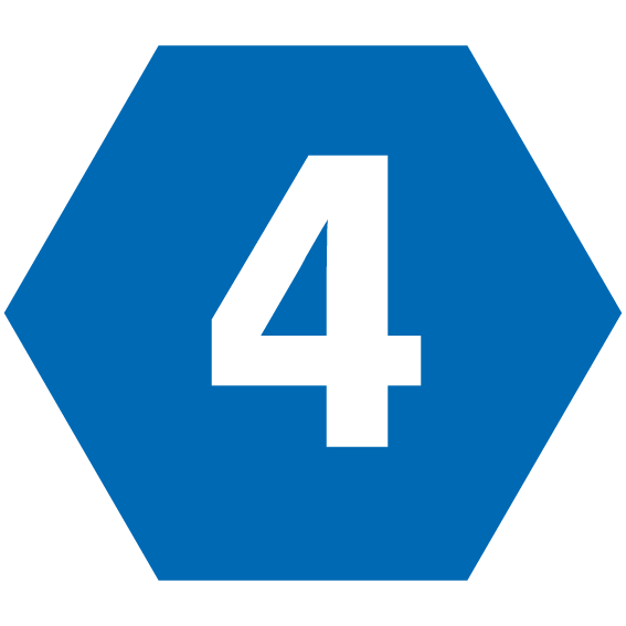 Icon als blaues Hexagon mit einer weißen 4 in der Mitte.